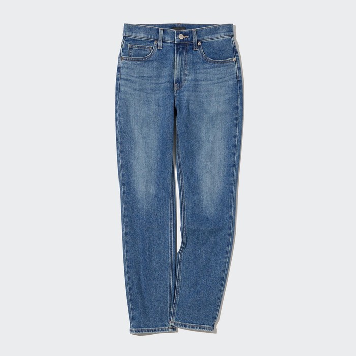 Приталенные джинсы с прямыми штанинами длиной до щиколотки цвет: Синий