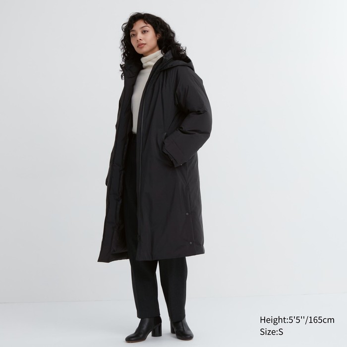 Ультра теплое гибридное пуховое длинное пальто цвет: Чёрный