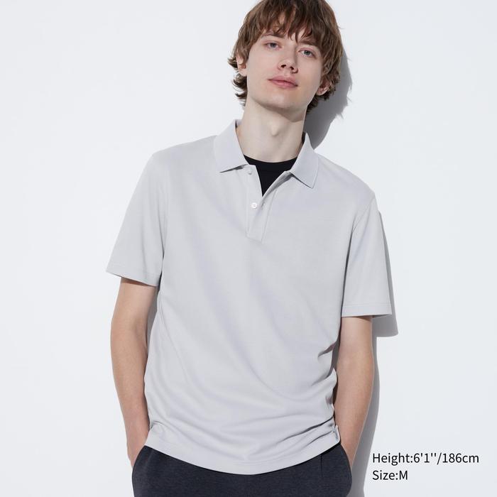 Хлопковая рубашка-поло из пике airism цвет: Серый