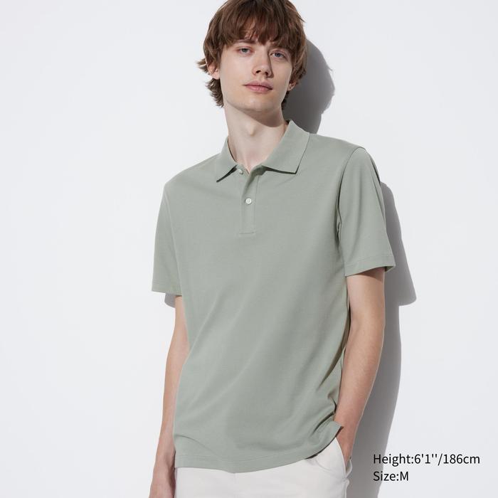 Хлопковая рубашка-поло из пике airism цвет: Зелёный