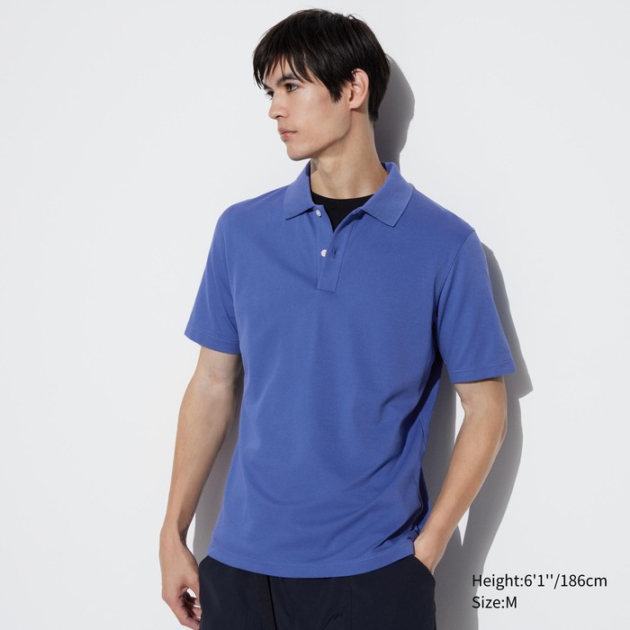 Хлопковая рубашка-поло из пике airism цвет: Синий