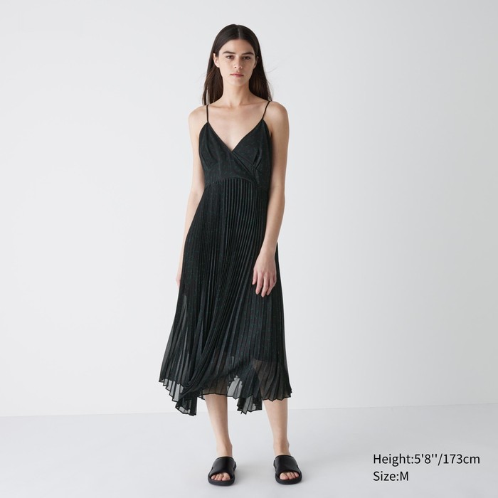 Плиссированное платье-камзол с принтом в горошек цвет: Чёрный
