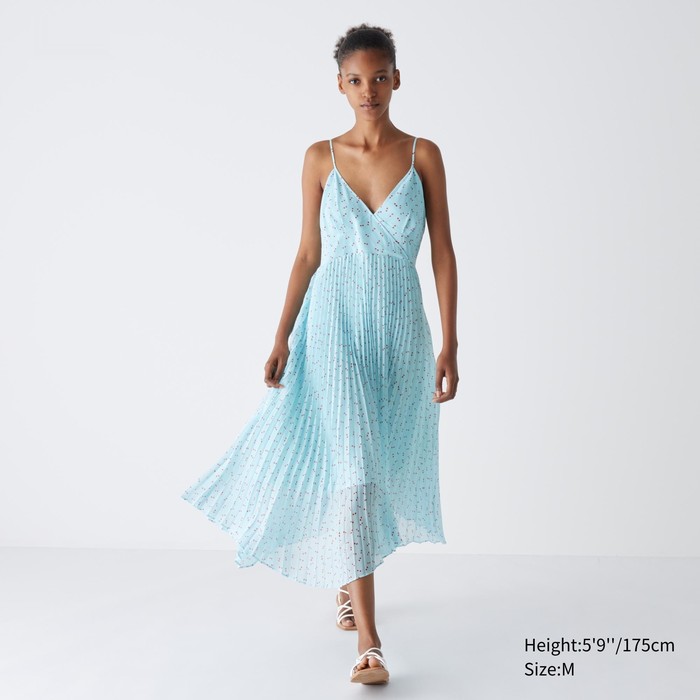 Плиссированное платье-камзол с принтом в горошек цвет: Синий