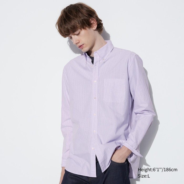 Приталенная оксфордская рубашка в полоску (обычный воротник) цвет: Фиолетовый
