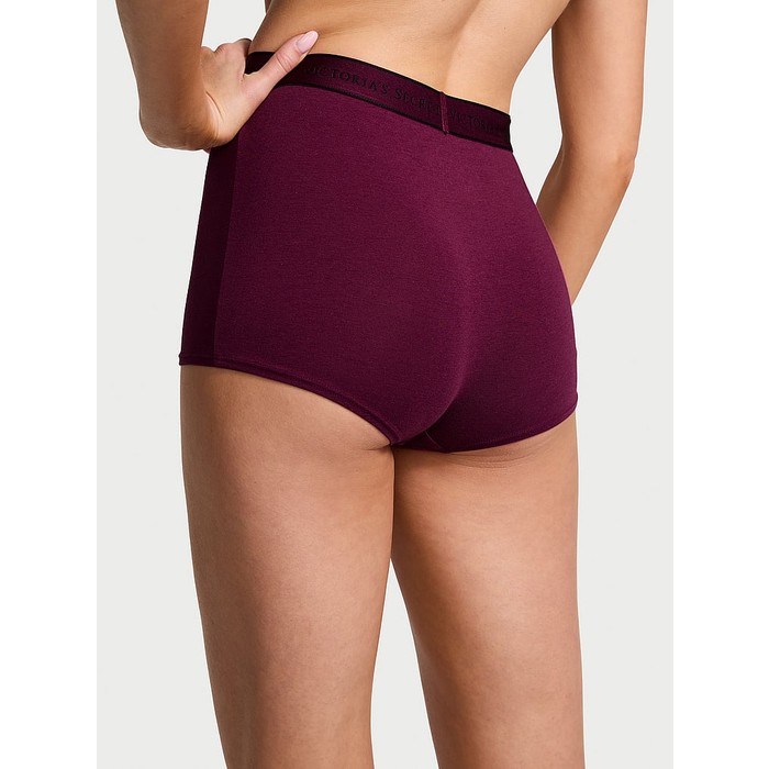 хлопчатобумажные трусики с логотипом boyshort с высокой талией