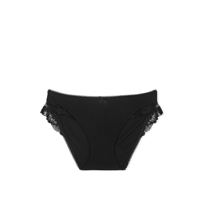 Трусики-бикини из эластичного хлопка с кружевной талией Body by Victoria