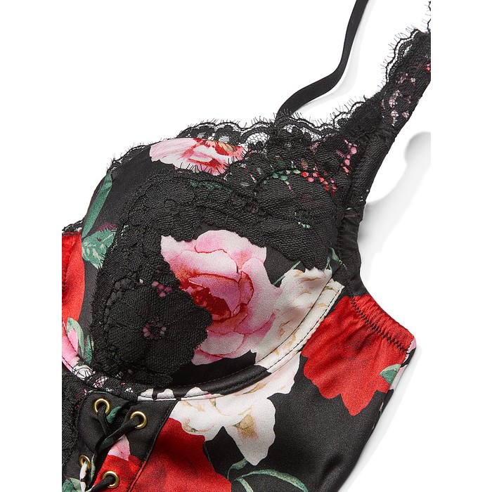 Атласное боди с чашечками, отделанное кружевом, от Atelier Victoria's Secret Noir