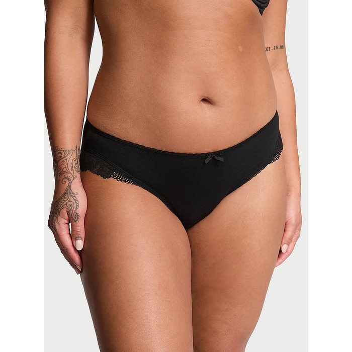 Трусики-бикини из эластичного хлопка с кружевной талией Body by Victoria
