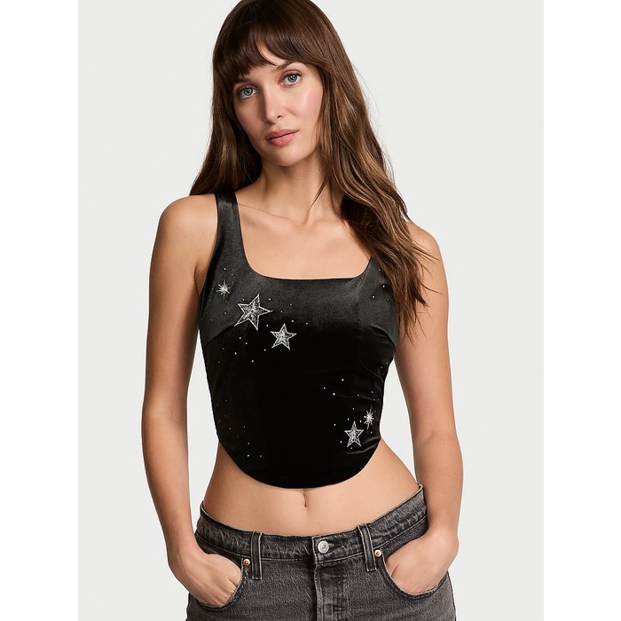 Корсетный топ из блестящего бархата Starstruck
