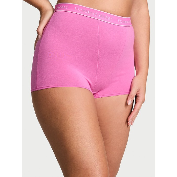 хлопчатобумажные трусики с логотипом boyshort с высокой талией