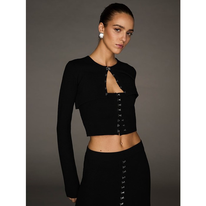 Укороченный кардиган тонкой вязки Atelier Victoria's Secret X Altuzarra, выполненный крючком