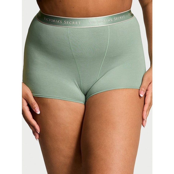 хлопчатобумажные трусики с логотипом boyshort с высокой талией
