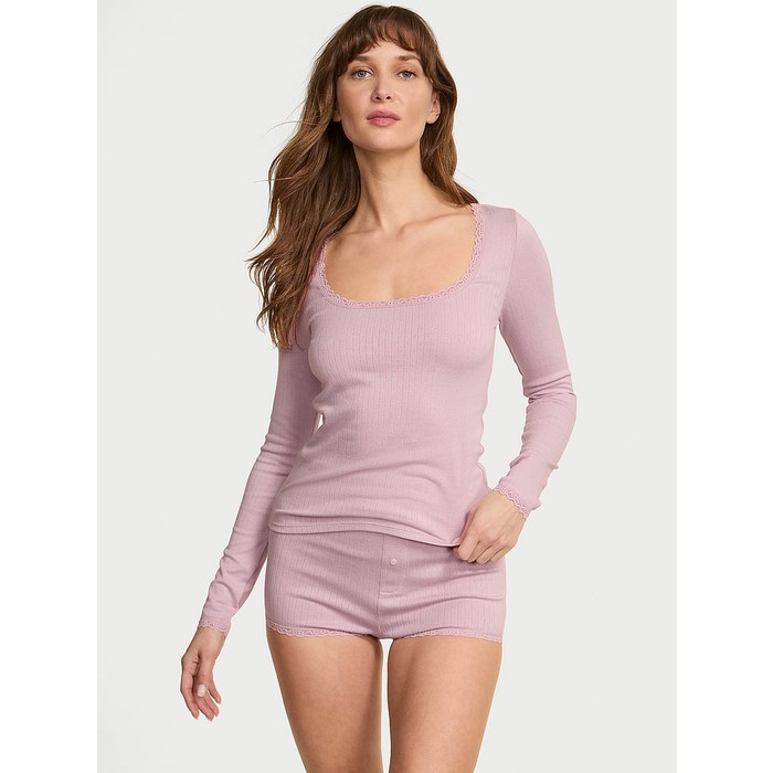Топ с длинными рукавами и короткая юбка из модала Pointelle