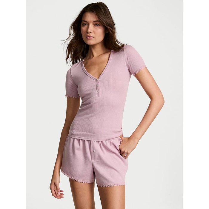 Футболка и шорты-боксеры Henley из модала Pointelle