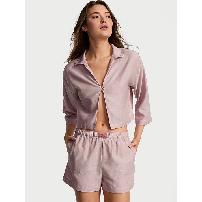 Рубашка с рукавами 3/4 из модального хлопка и короткий пижамный комплект