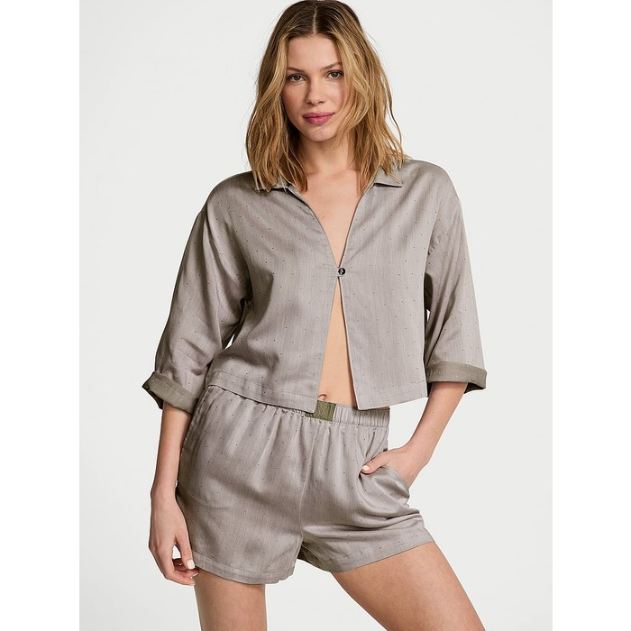 Рубашка с рукавами 3/4 из модального хлопка и короткий пижамный комплект