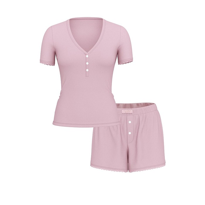 Футболка и шорты-боксеры Henley из модала Pointelle