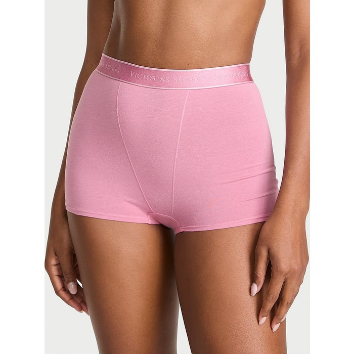 хлопчатобумажные трусики с логотипом boyshort с высокой талией