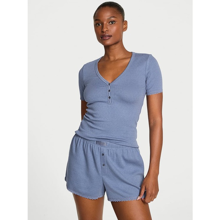 Футболка и шорты-боксеры Henley из модала Pointelle